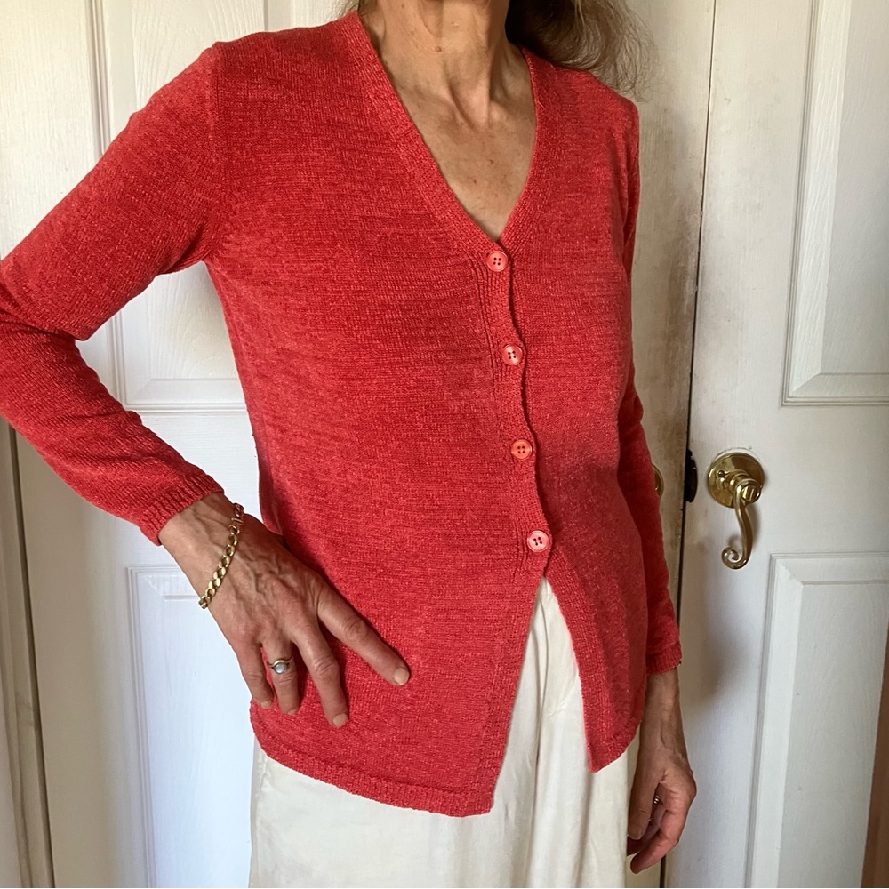 JOSEPHINE CHAUS Women’s Watermelon  colored Cardigan V Neck size S